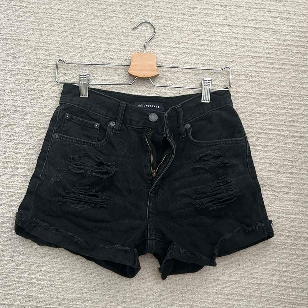 Aeropostale Black Denim Mom Shorts